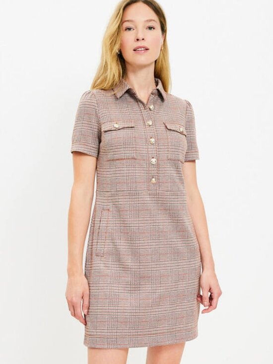LOFT Dresses & Skirts - NWOT Loft Plaid Mini Shift Pocket Dress Size 14